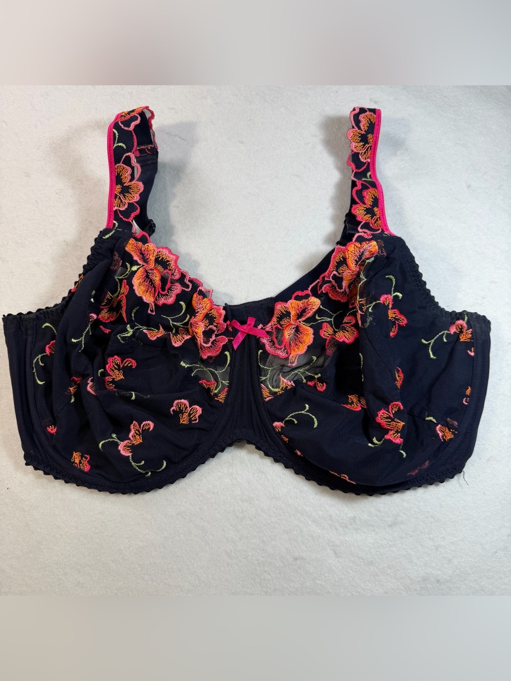 PrimaDonna 36G Navy Floral Embroidered Mesh Underwire Bra